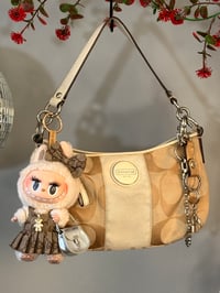 Image 1 of Y2K Coach Signature Stripe Shoulder/ Crossbody Bag w/ Labubu 