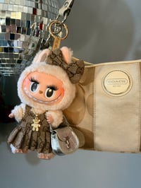 Image 3 of Y2K Coach Signature Stripe Shoulder/ Crossbody Bag w/ Labubu 