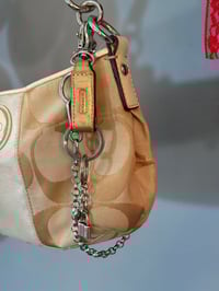 Image 4 of Y2K Coach Signature Stripe Shoulder/ Crossbody Bag w/ Labubu 