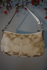 Image 5 of Y2K Coach Signature Stripe Shoulder/ Crossbody Bag w/ Labubu 