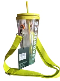 Image 3 of STARBUCKS TUMBLE W/ STRAP- NEON GREEN