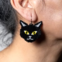 Image 1 of Black cat earrings 