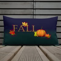Image 1 of Pillow (Premium w Insert) - Fall Leaves and Pumpkin