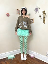 Image 5 of Off-Shoulder Mesh Bow Sweatshirt