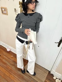 Image 6 of Double Waistband Peter Pan Collar Straight Leg Pants
