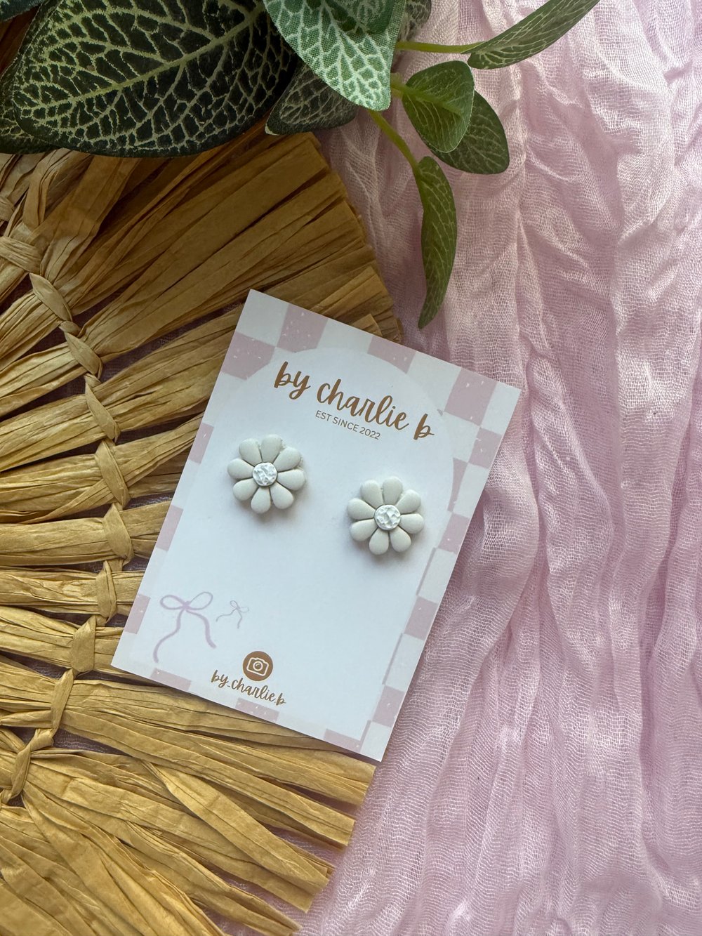 Image of chunky beige studs 