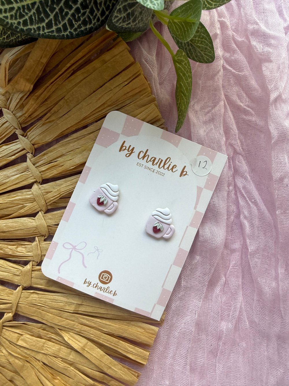 Image of strawberry coffee cup studs 