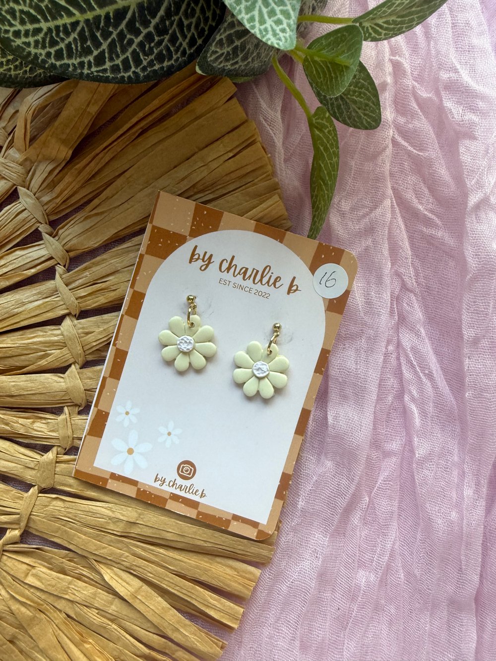Image of baby yellow chunky daisy dangles 