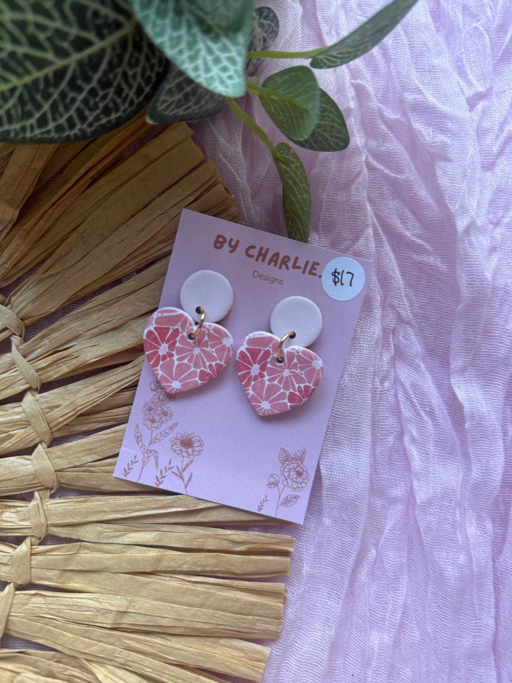 Image of floral heart dangles 