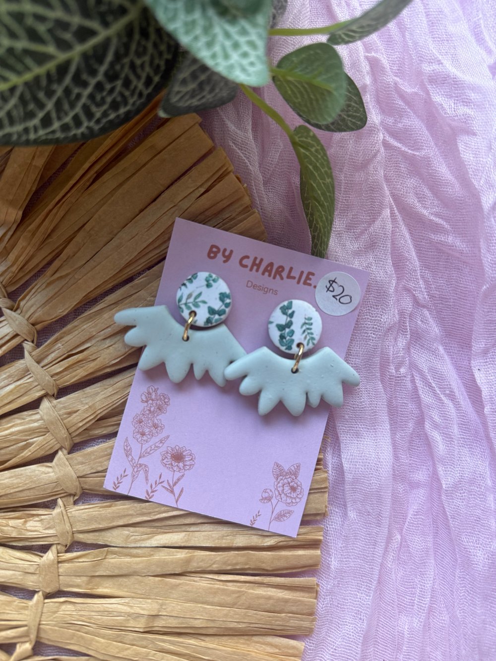 Image of sage frilly dangles 