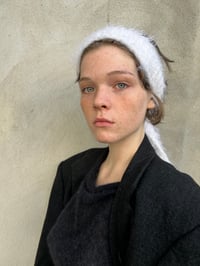 Image 1 of Fall AW 25 hand knitted head piece in white Fluff