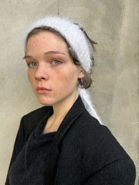 Image 6 of Fall AW 25 hand knitted head piece in white Fluff