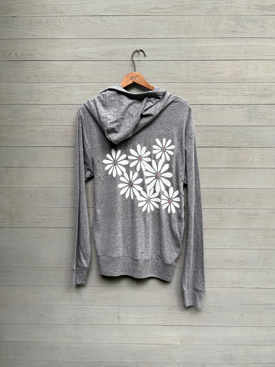 Zip Up Daisy Hoodie in Grey or Green, Lightweight | Nic and