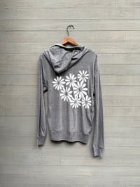 Image of Zip Up Daisy Hoodie in Grey or Green, Lightweight