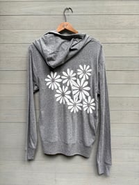 Image of Zip Up Daisy Hoodie in Grey or Green, Lightweight