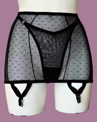 Image 1 of The AMORE spanking skirt in pin dot mesh