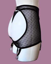 Image 4 of The AMORE spanking skirt in pin dot mesh