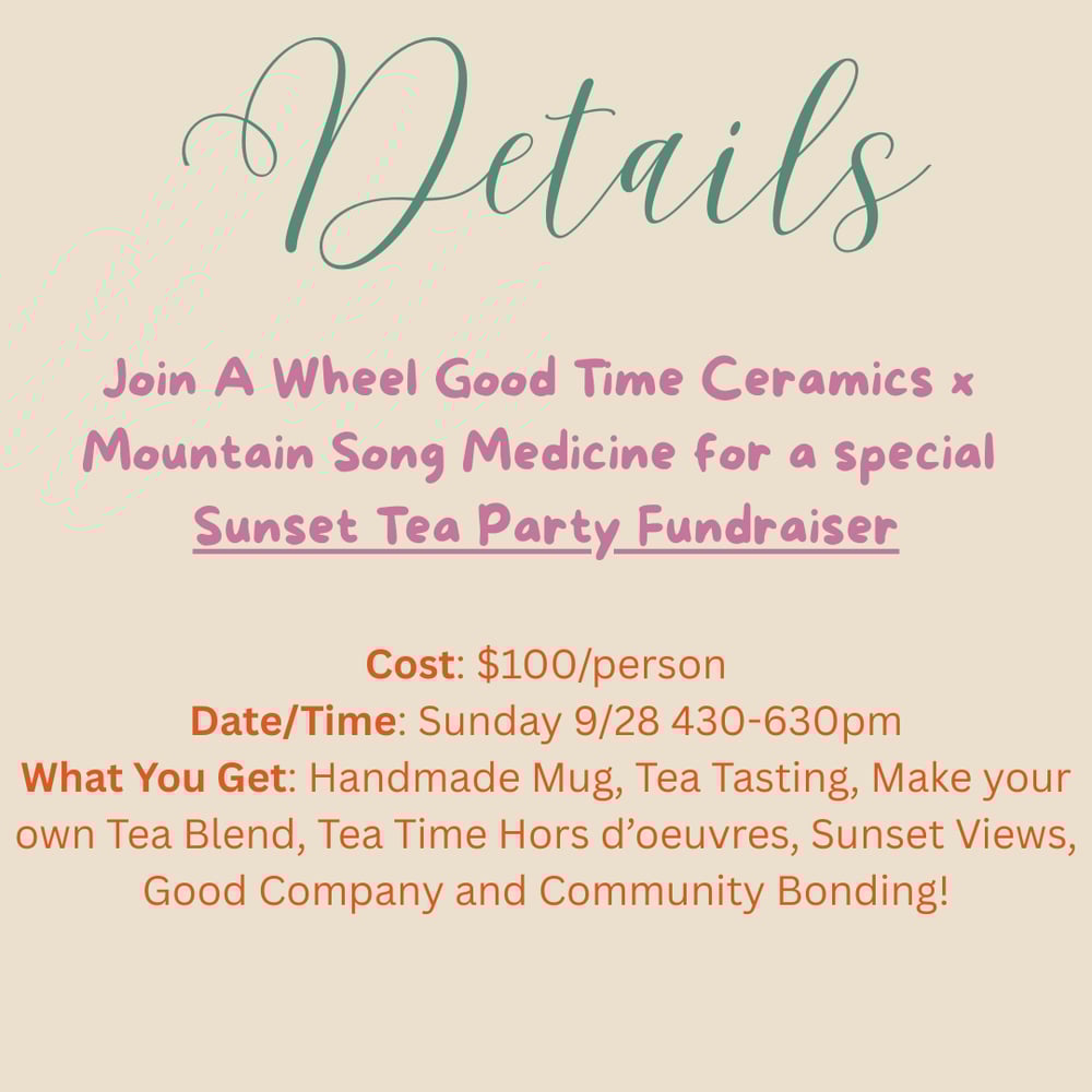 Image of Sunset Tea Party Fundraiser 9/28, 430-630