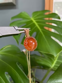 Image 2 of Golden Carnelian Coin Crystal Necklace