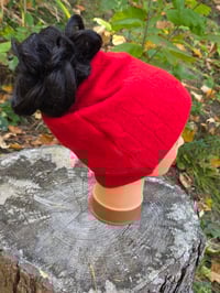 Image 3 of Red Cashmere Ponytail Hat 