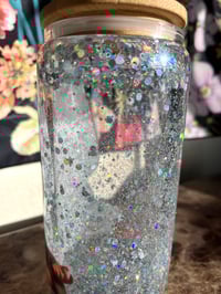 Image 2 of AB Silver 16oz. glass snowglobe tumbler