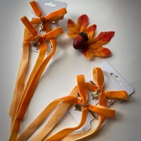 Image 3 of Orange Velvet Hair Bow Set