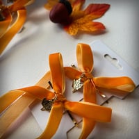 Image 4 of Orange Velvet Hair Bow Set
