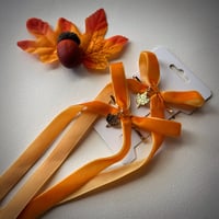 Image 1 of Orange Velvet Hair Bow Set