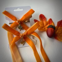 Image 2 of Orange Velvet Hair Bow Set