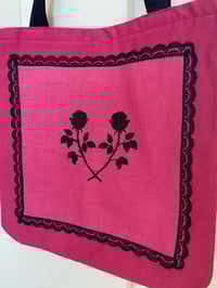 Image 3 of Double Rose & Lace Tote Bag