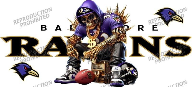 Image of Baltimore Ravens Football Uv Dtf Wrap Choice of 2