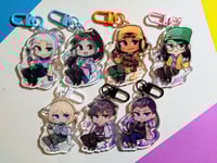 Image 1 of Valorant Acrylic Keychains | Double Sided | Jett, Sage, Raze, Killjoy (KJ), Deadlock, Iso, Reyna