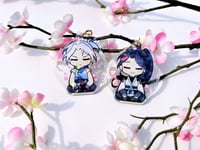 Image 1 of Holographic Sakura Valorant Keychains | Jett, Sage