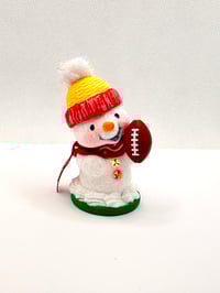 Image 2 of Chiefs snowman with football and Chiefs snowman with candy cane