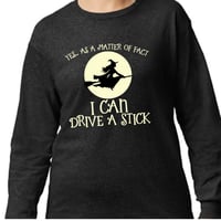 Image 1 of I Can Drive a Stick Witch funny Halloween shirt