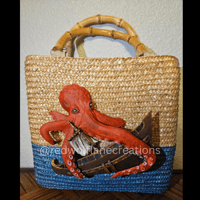 Image 1 of Kraken Attack Purse – 3D Octopus & Shipwreck Straw Tote