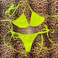 Image 1 of * ੈ♡‧₊ FLURO YELLOW tie side t-back g & regular cup