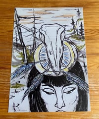 Kunstpostkarte "Me and Sceleton"