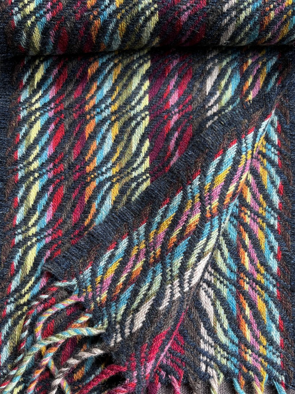 Image of Passionfruit & Navy Narrow Scarf