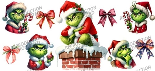 Image of Grinch Christmas Uv Dtf Wrap W1048