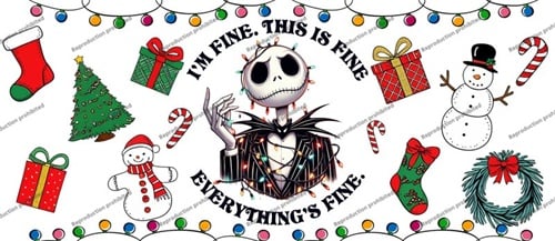 Image of NBC Jack Skelly I'm Fine this Is Fine Christmas Uv Dtf Wrap W0956
