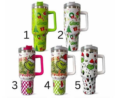 Image of 40oz Grinch Tumblers – Choose from 5 Festive Designs