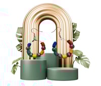 Image 1 of Rainbow Bliss Polymer Clay Beads with Silver Ball Spacers