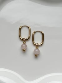 Image 1 of Gold Rose Quartz Oval Huggies