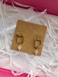 Image 2 of Gold Rose Quartz Oval Huggies
