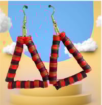 Image 1 of Geometric Chic Triangle Clay Earrings – Hoop Edition