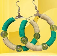 Image 1 of Emerald Mist Polymer Clay Earrings – Green Spacer Beads