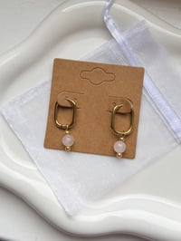 Image 3 of Gold Rose Quartz Oval Huggies