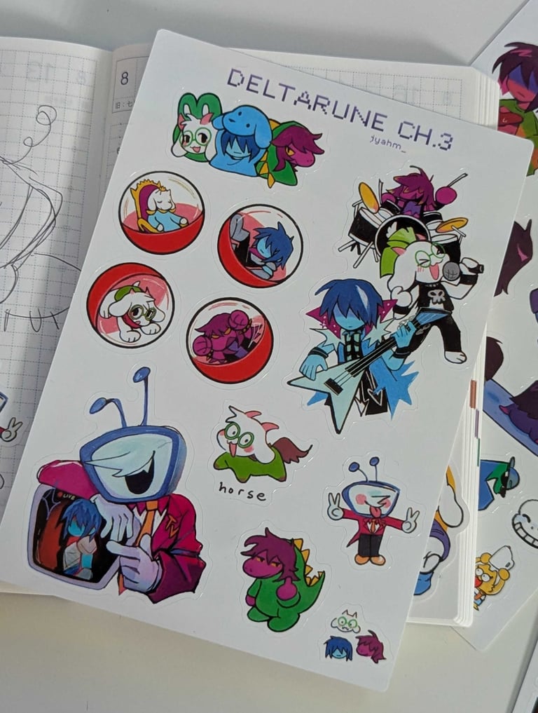Deltarune 3+4 Sticker Sheet Image 3
