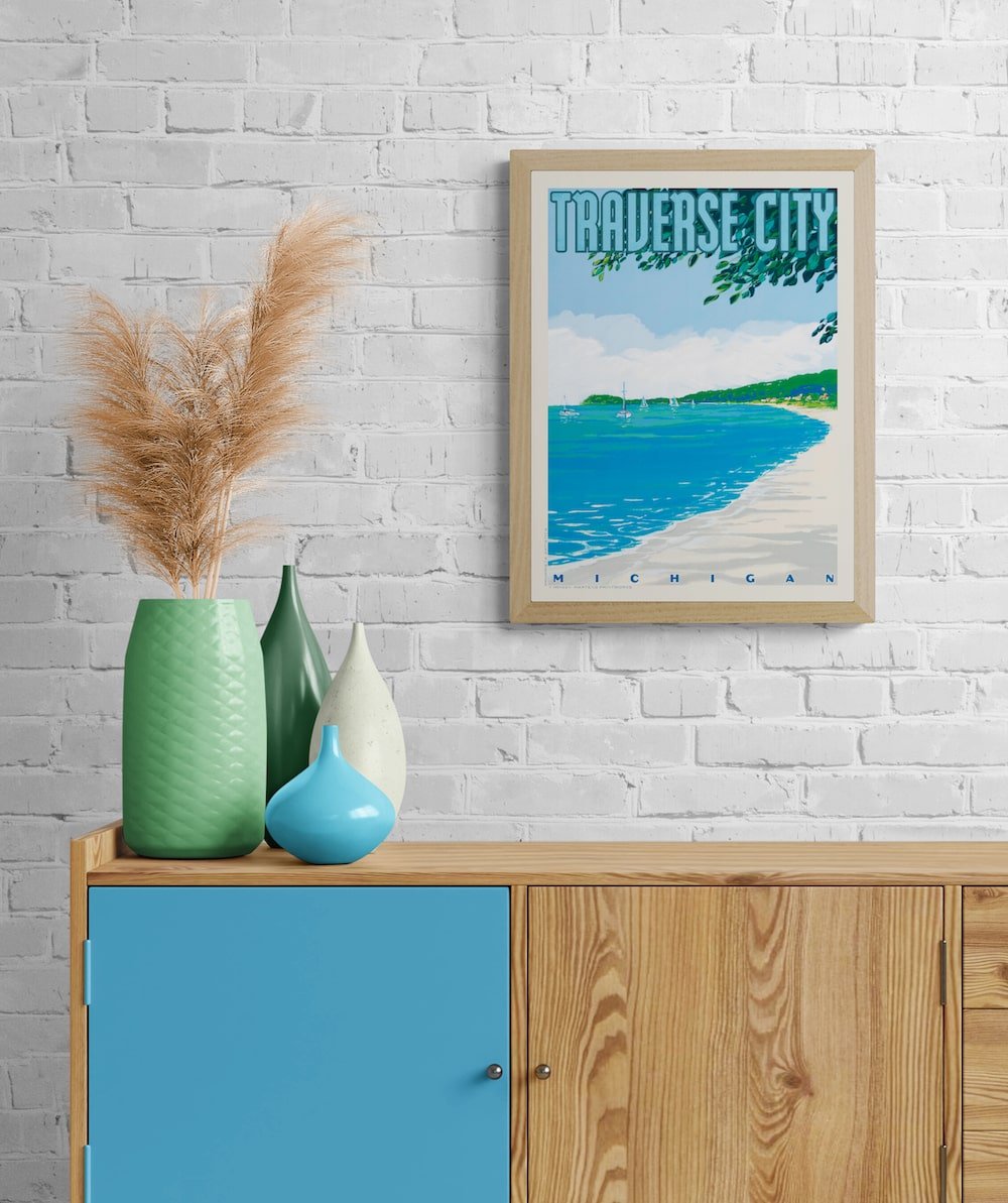 Original Traverse City Michigan Hand Drawn Art Print | Martens